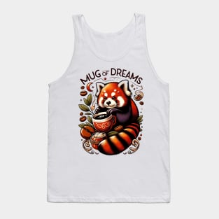 Whimsical Coffee Companion: Red Panda & 'Mug of Dreams Tank Top